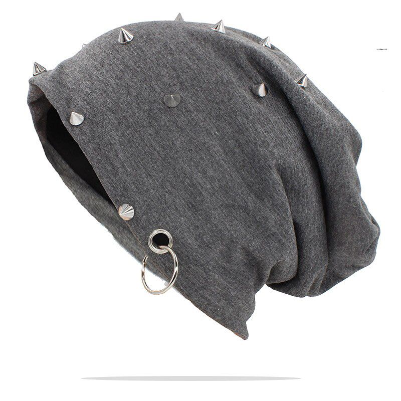 LOVINGSHA Men Women Hat With Rivet Unisex Brand Caps Hip Hop Beanies Casual Winter Warm Bonnet Hat HT158