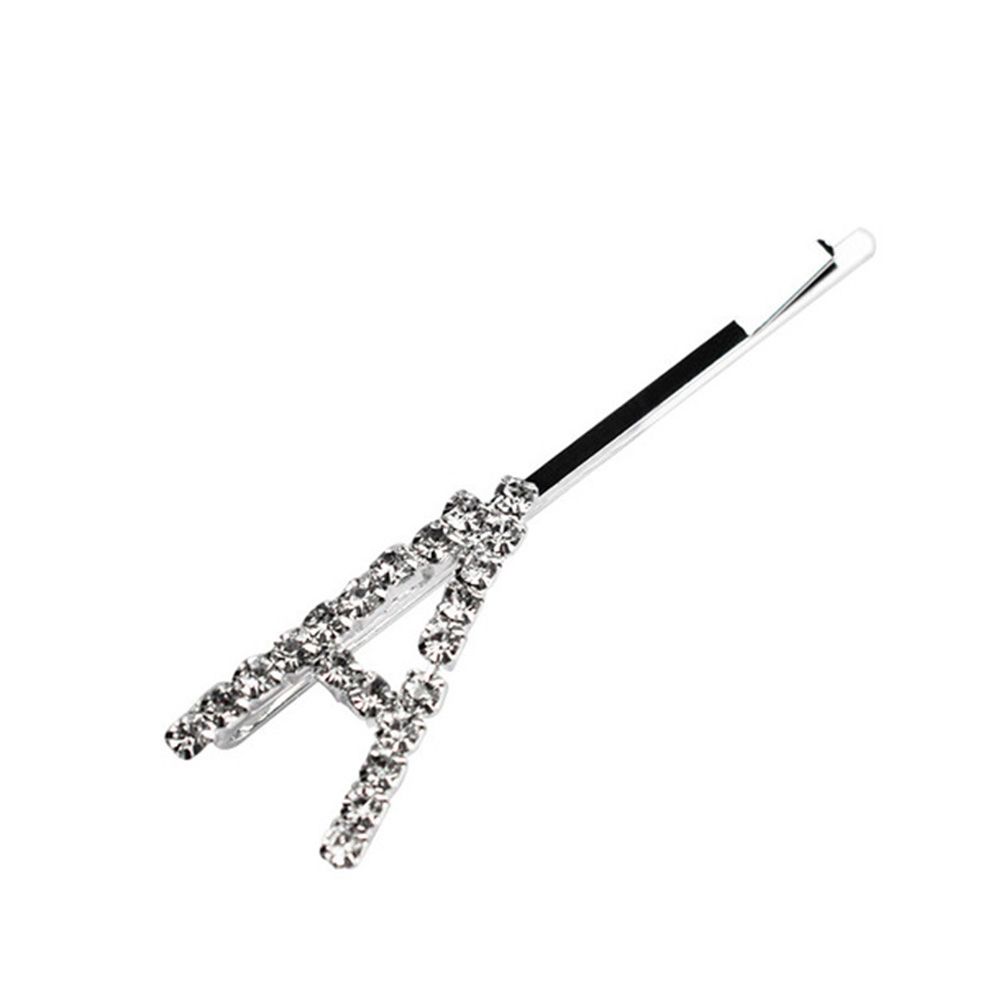 Women Rhinestone Inlaid Letter Hairpin Hairgrip Hair Clip Styling Tool Accessory