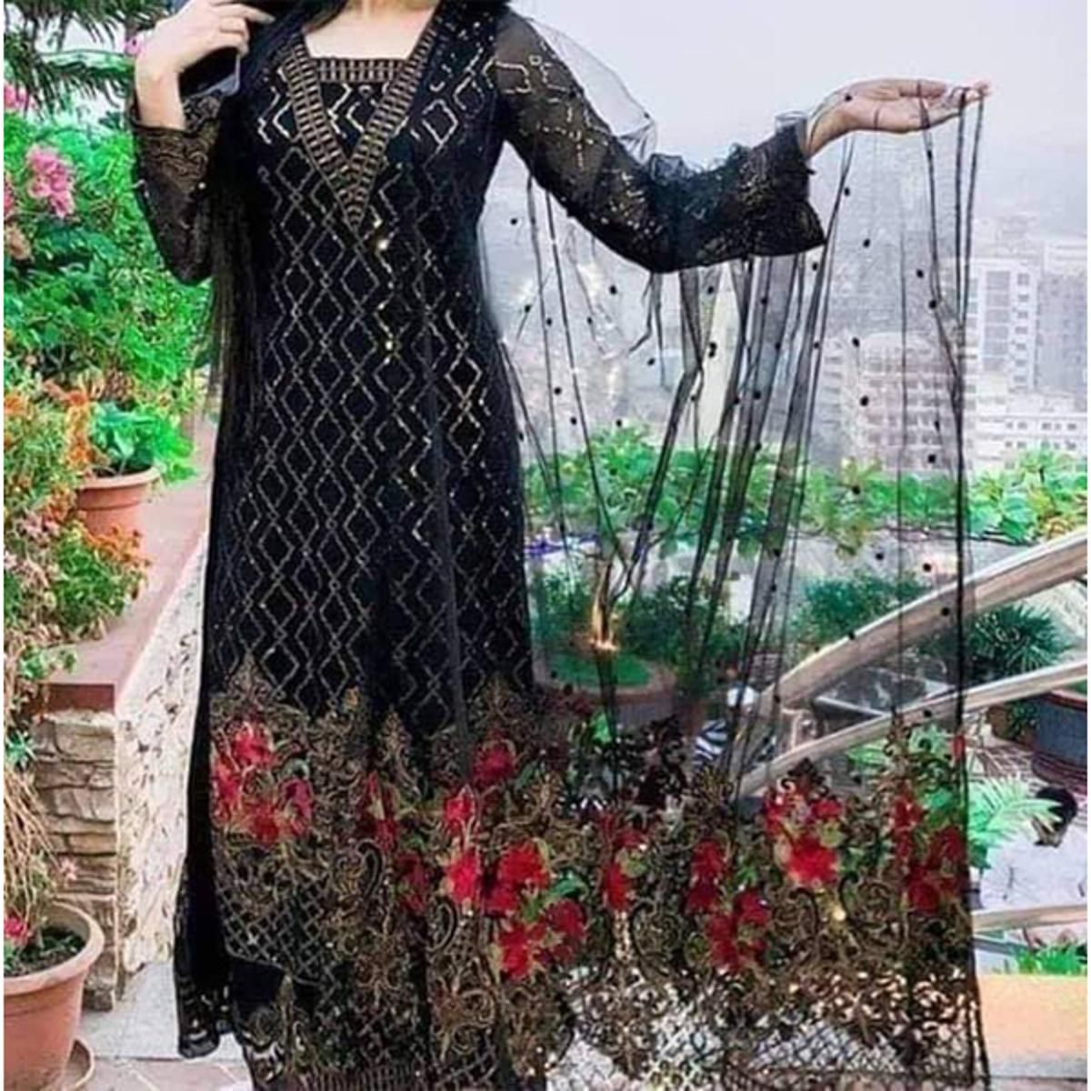 Exclusive Dress for women indian cataloge 4 piece dress for women Party  dress কেটালগ dress Georgette Net dress sequence and emboydary work