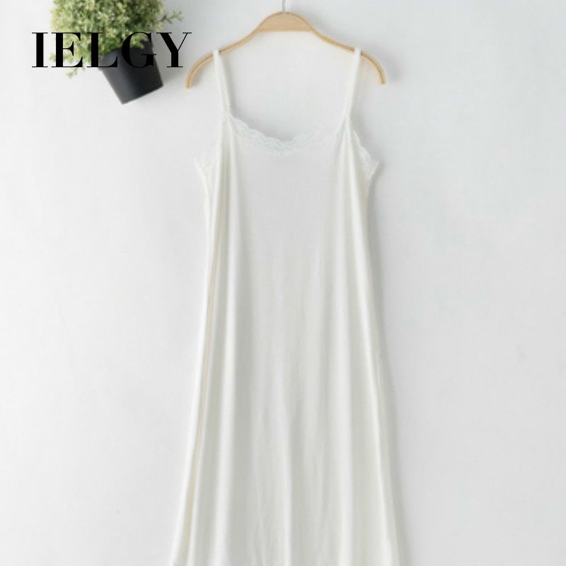 IELGY mid-length lace stitching camisole female outer wear inner lining skirt was thin and large size inner bottoming dress summer