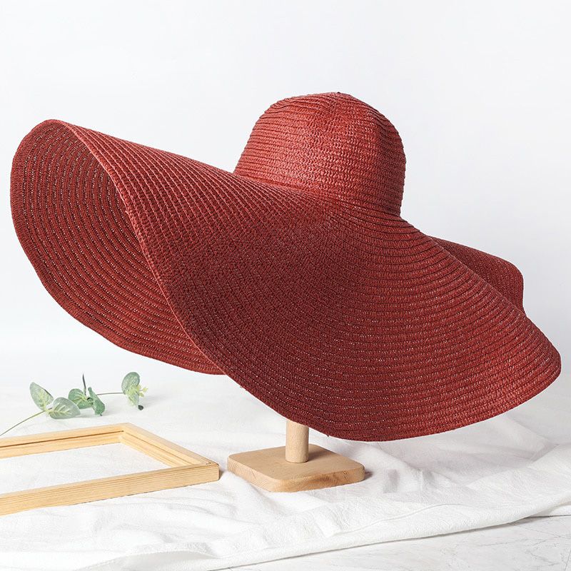 25cm Wide Brim Foldable Sun Hat For Women Oversized Beach Hat Summer Seaside Vacation UV Protection Straw Hat