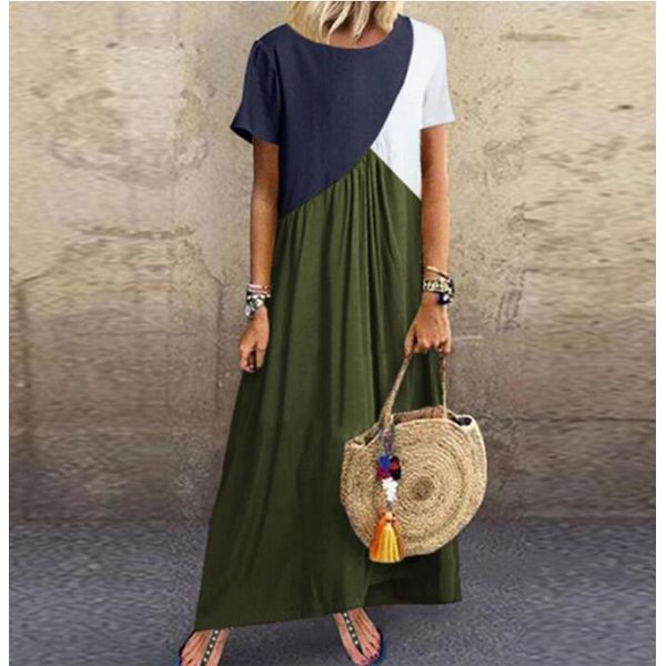 2021 Women Dresses Long maxi dresses for women vestidos casual dress Beach Patchwork Color Loose Casual Plus Size Dress