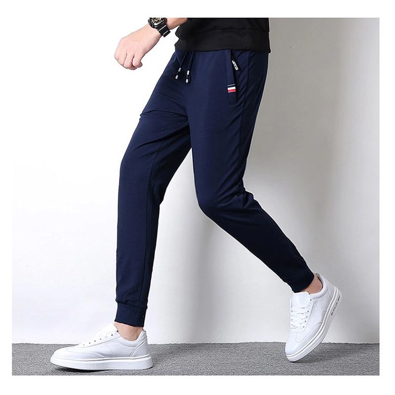 Black 100% Cotton Slim Fit Sweatpants for Men