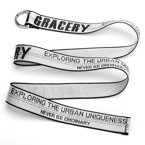 Harajuku unisex canvas long wide belt men women embroidery letter print teenage jeans metal buckle waist strap belt tape