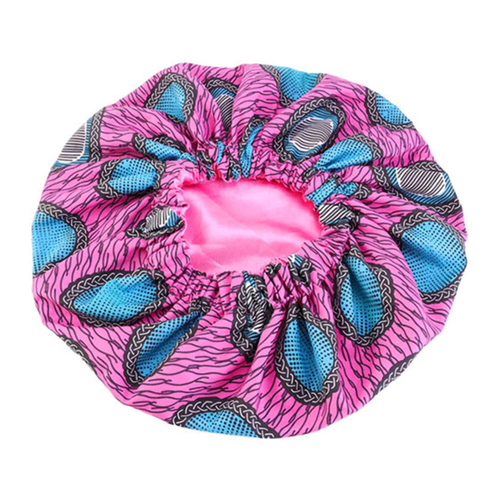 Bonnet Cap Floral Print African Style Satin Polyester Comfortable Hair Care Hat for Daily Wear