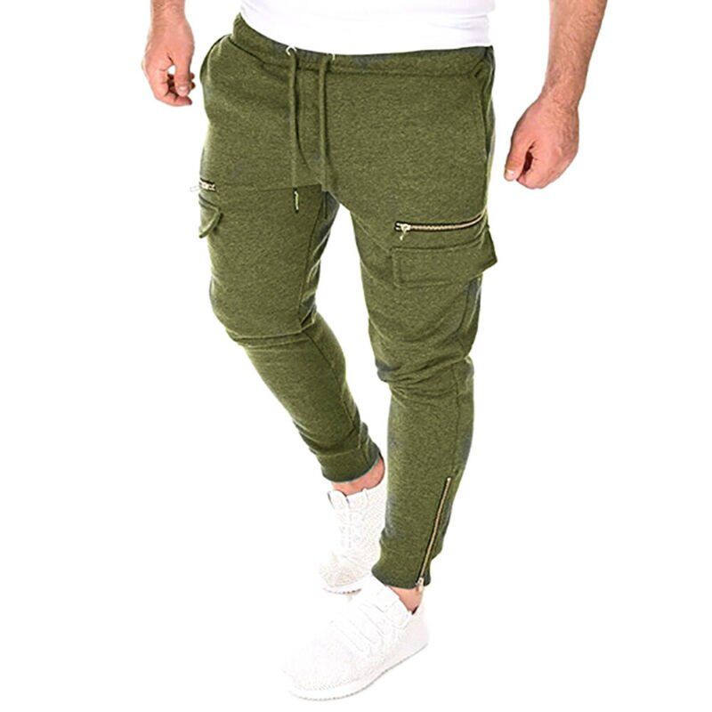 Joggers for Men Jogging Pants Sweatpants Fashionable Zip Up Pockets Casual Slim Fit Long Trousers Sports