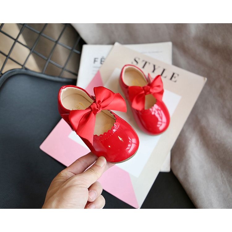 Cute GirlsColor Bowknot Velcro Soft Leather Flat Shoes 1-6 Years Old Kids Classic Princess Shoes