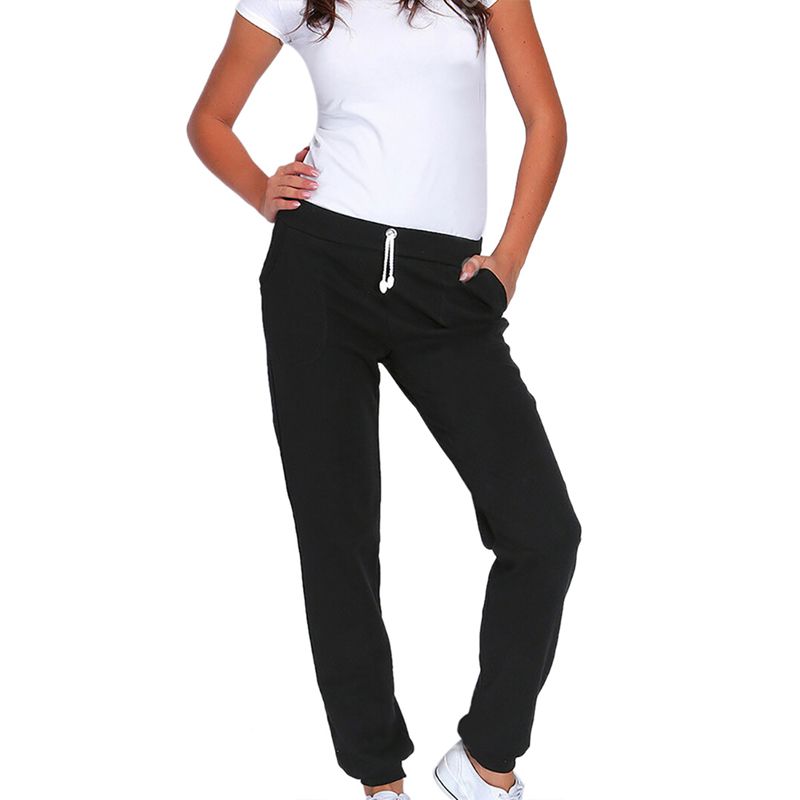 New Women Solid Color Casual Sweatpants Drawstring Waist Elastic Ankle Cuff Joggers Trouser Sport Long P