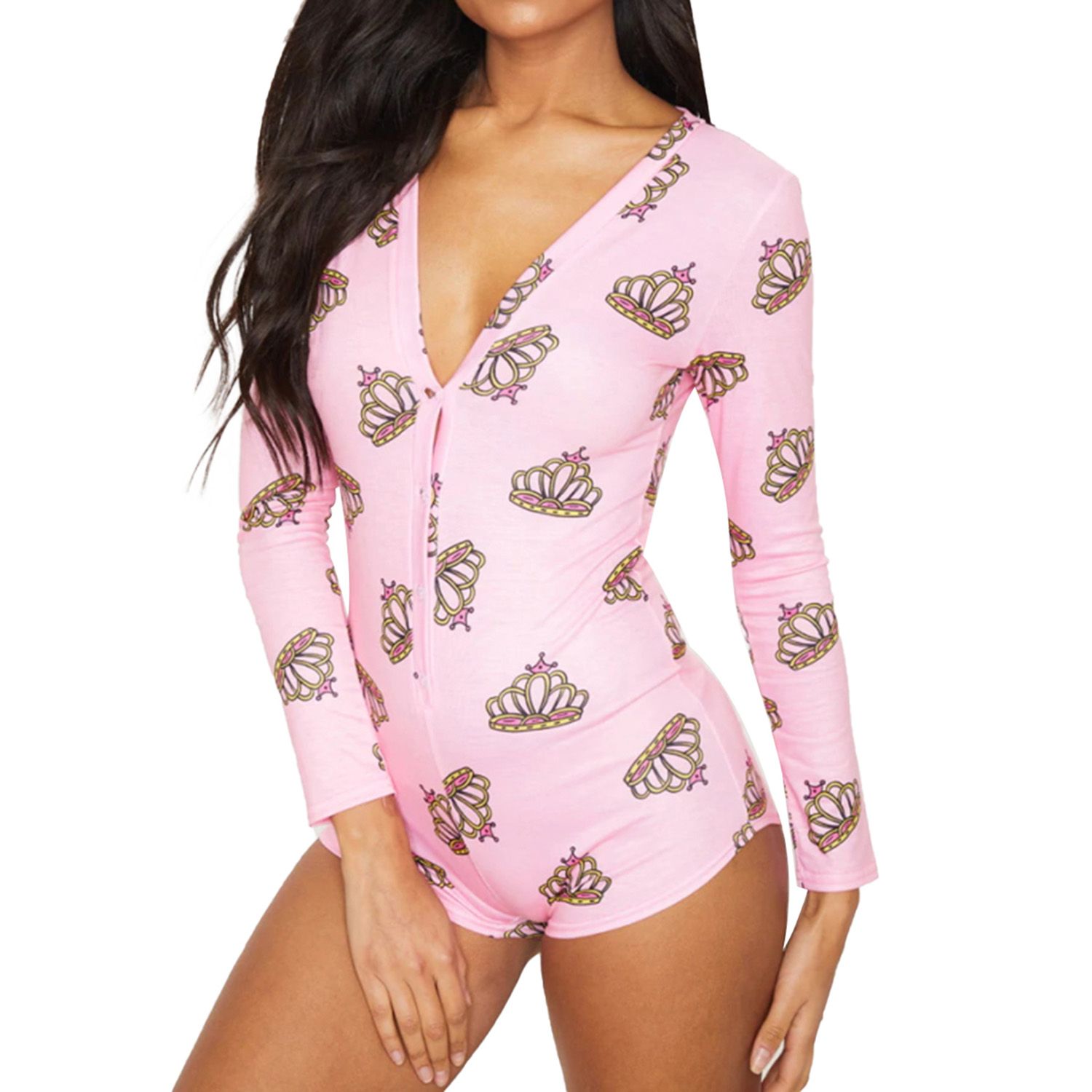 Women Ladies Fashion Long Sleeve Print Jumpsuit Stylish Loungewear for Women Ladies