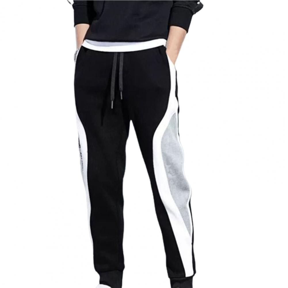 Men's Pants Color Matching Drawstring Casual Ankle Banded Trousers for Autumn Winter Large Size Loose Trousers штаны мужские