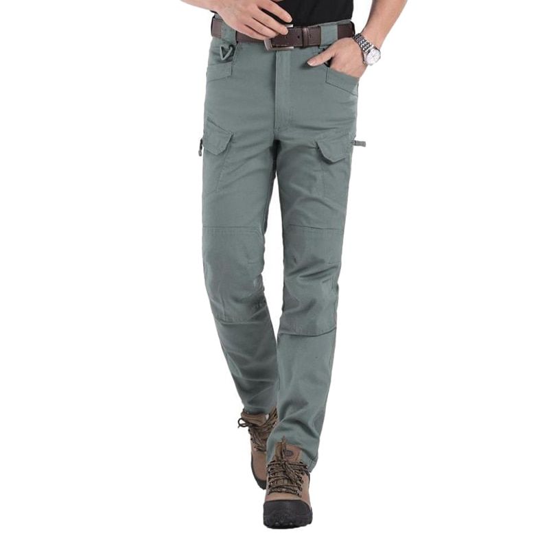 Men Trousers Solid Color Tactical Waterproof Multi-pockets Long Pants HSJ88