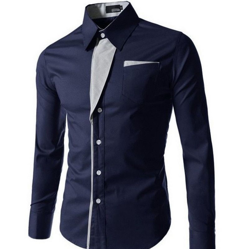 2021  New Fashion Camisa Masculina Long Sleeve Shirt Men Slim fit Design Formal Casual Brand Male Dress Shirt Size L-4XL