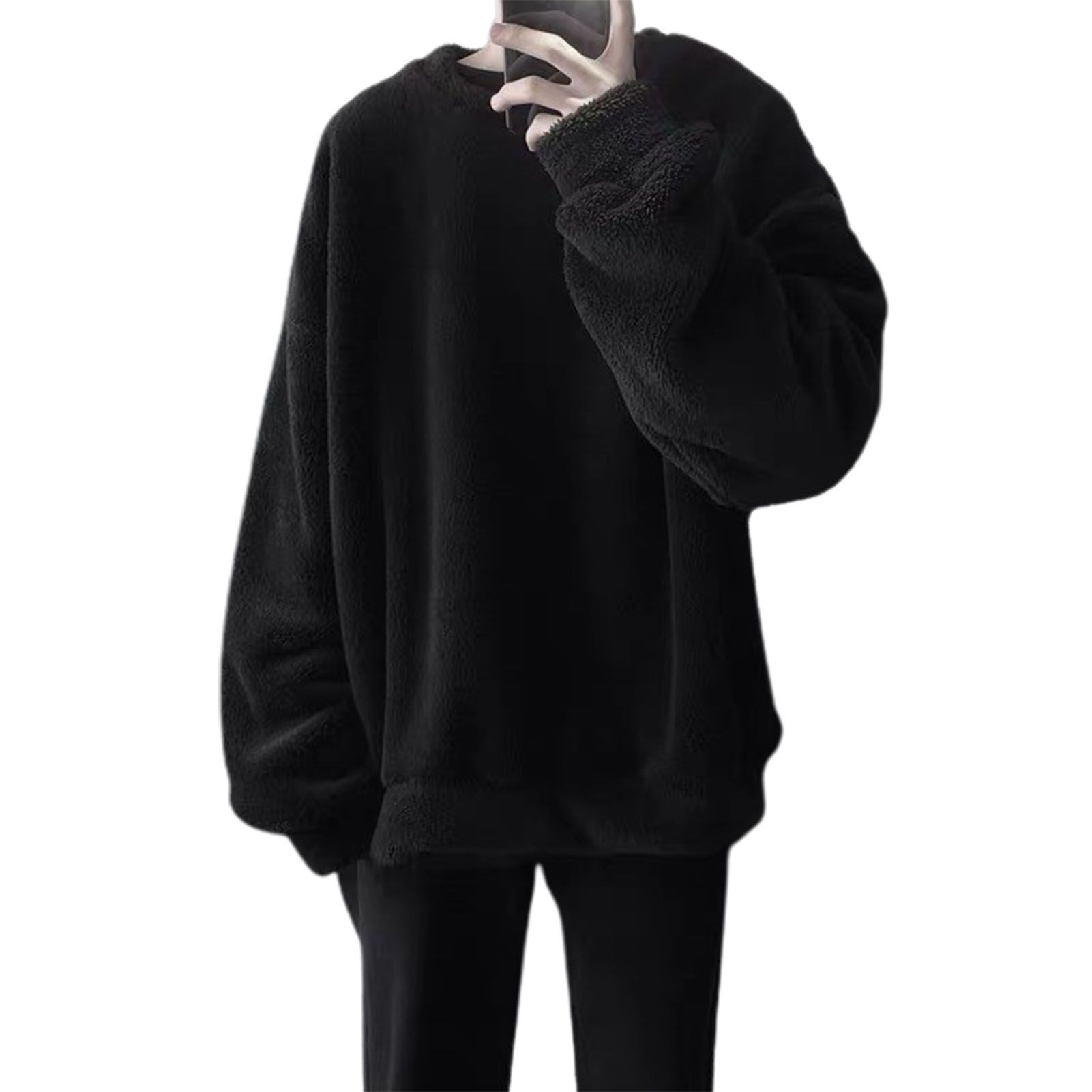 Winter Top Solid Color Lightweight Men Sweatshirt