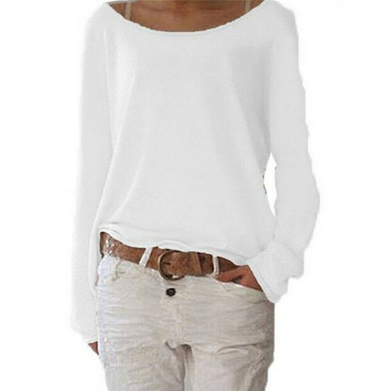 Casual Loose Ladies Long Sleeve Tops T Shirt Pure Color Tops Women Clothing T Shirt Fashion Summer Spring Autumn Basic Top