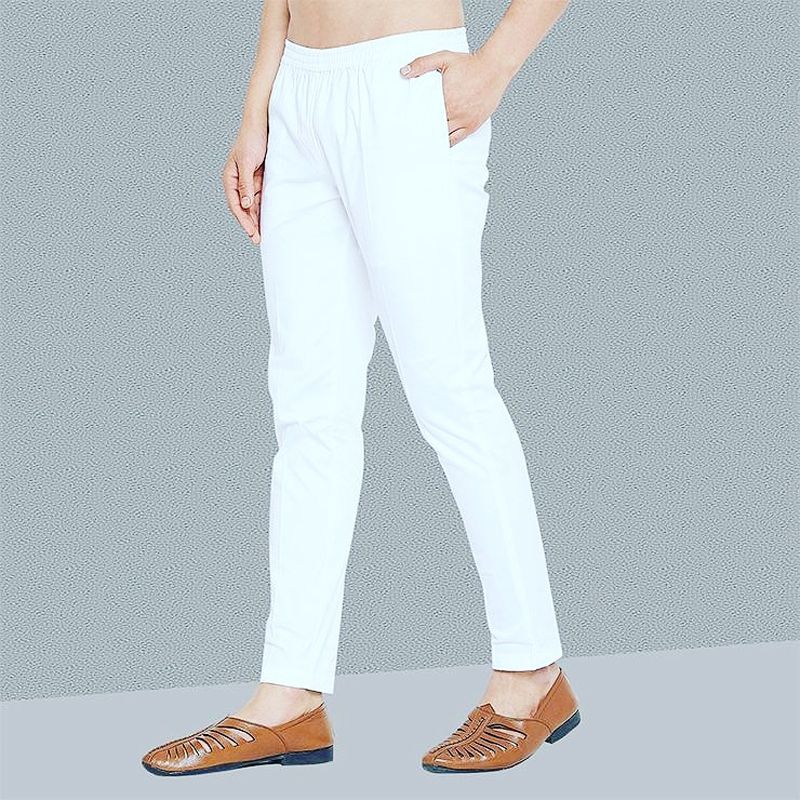 White Cotton Pajama For Men