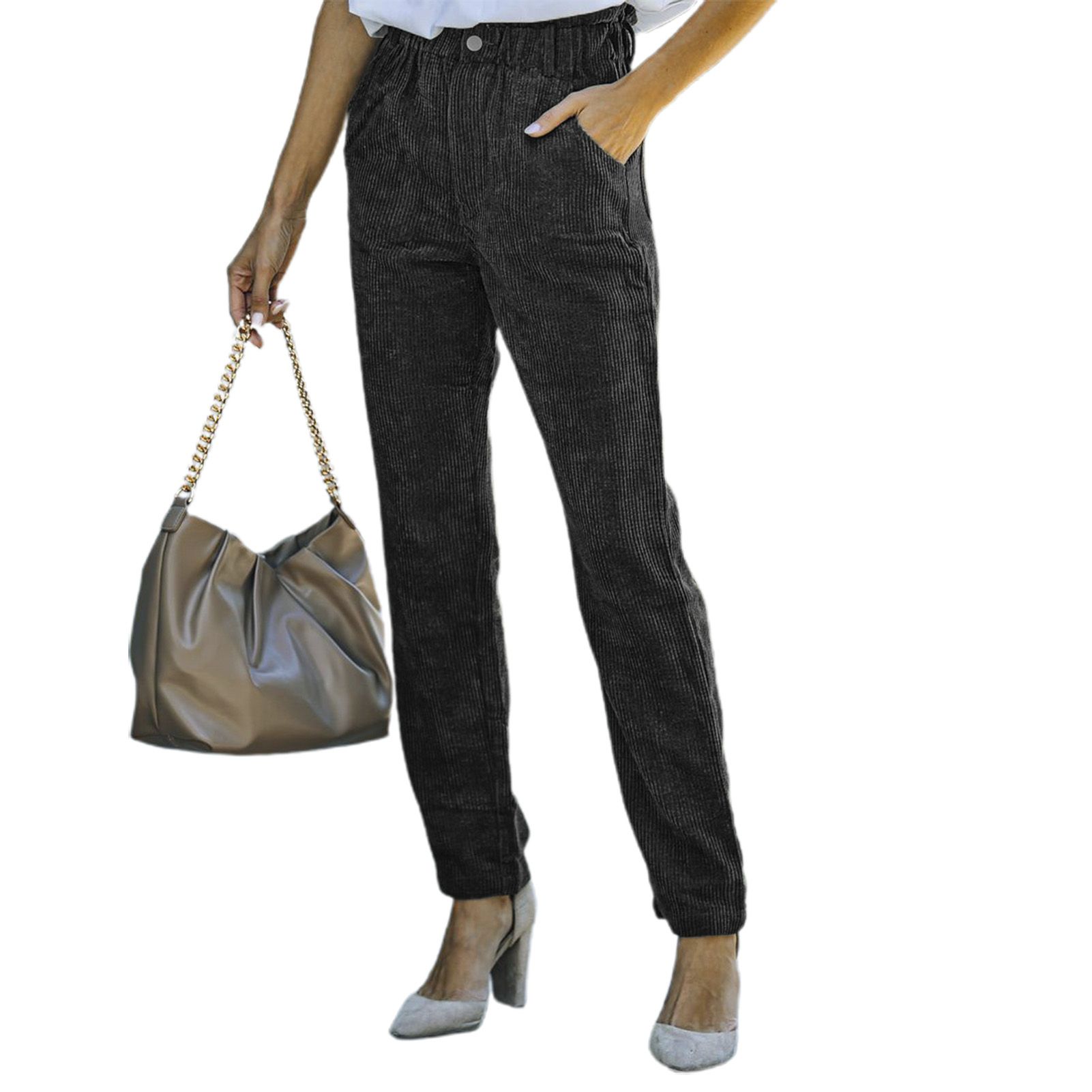 Women Pants Anti-fade Women Stretchy Winter Warm Pencil Trousers