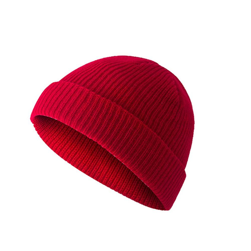 Uni Solid Color Knitted Beanie Hat Warm Brimless Cuff Skullcap Sailor Cap