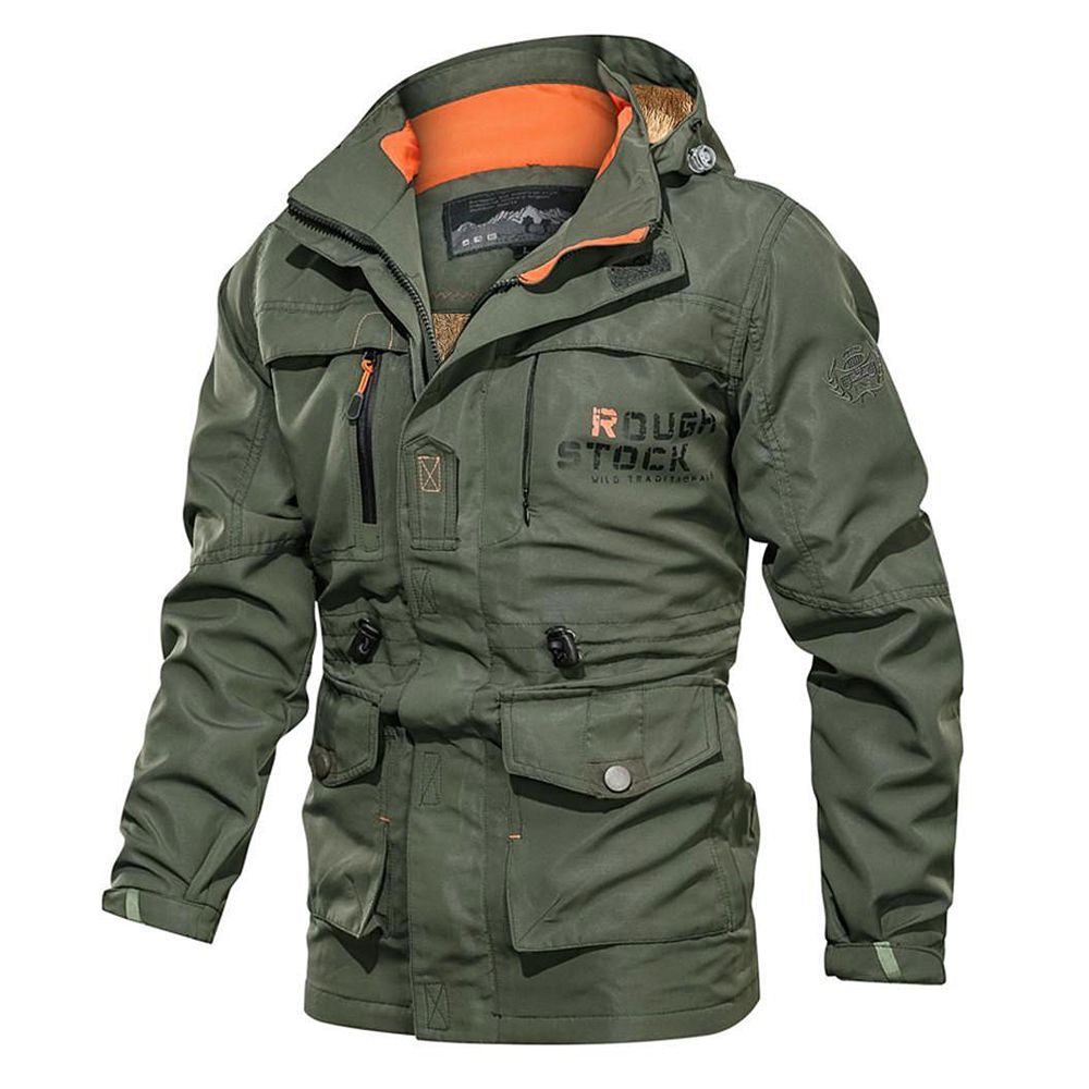 Men's Casual Autumn Winter Long Sleeve Hooded Zipper Outdoor Waterproof Jacket