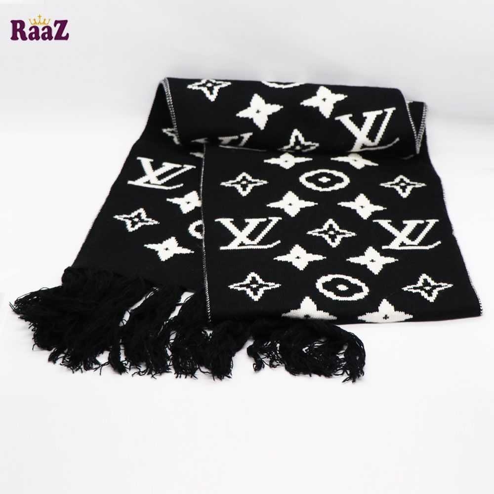 Black And White Woolen Scarf, Soft Muffler Stylish Fashion Scarf For Men And Women