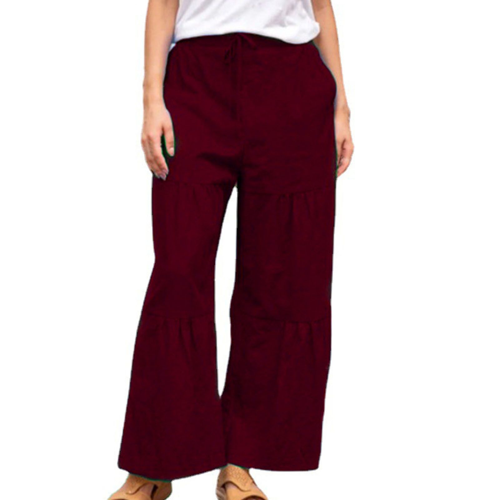 Casual Trousers Pockets Wide Leg Casual Pants