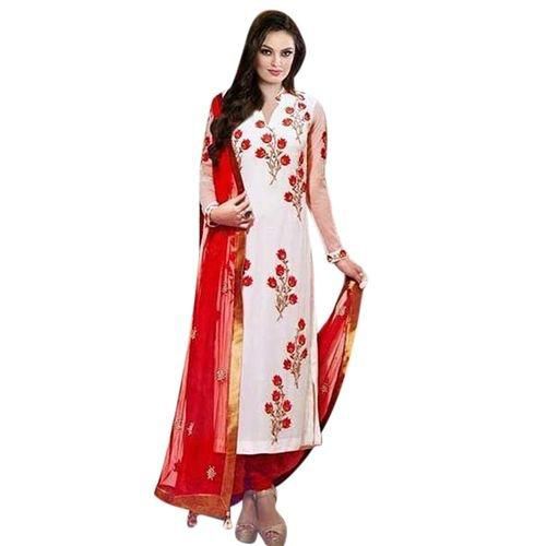 Unstitched Off White Cotton Block Printed Shalwar Kameez For Women