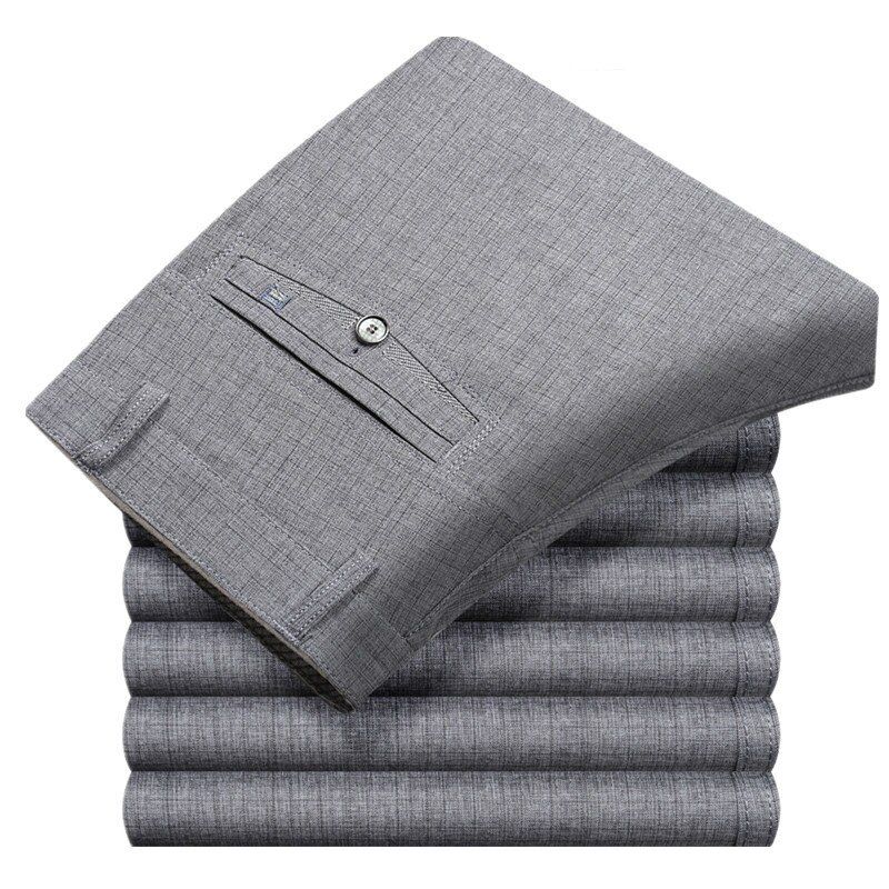 Spring Summer Suit Pants for Men Loose Men Dress Pants Classic Straight Formal Mens Business Thin Linen Trousers Size 30-42