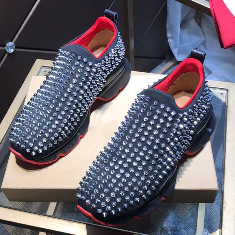 starbagspp  2020 new high-top men's shoes lovers red bottom shoes white  board shoes full rhinestone 's shoes