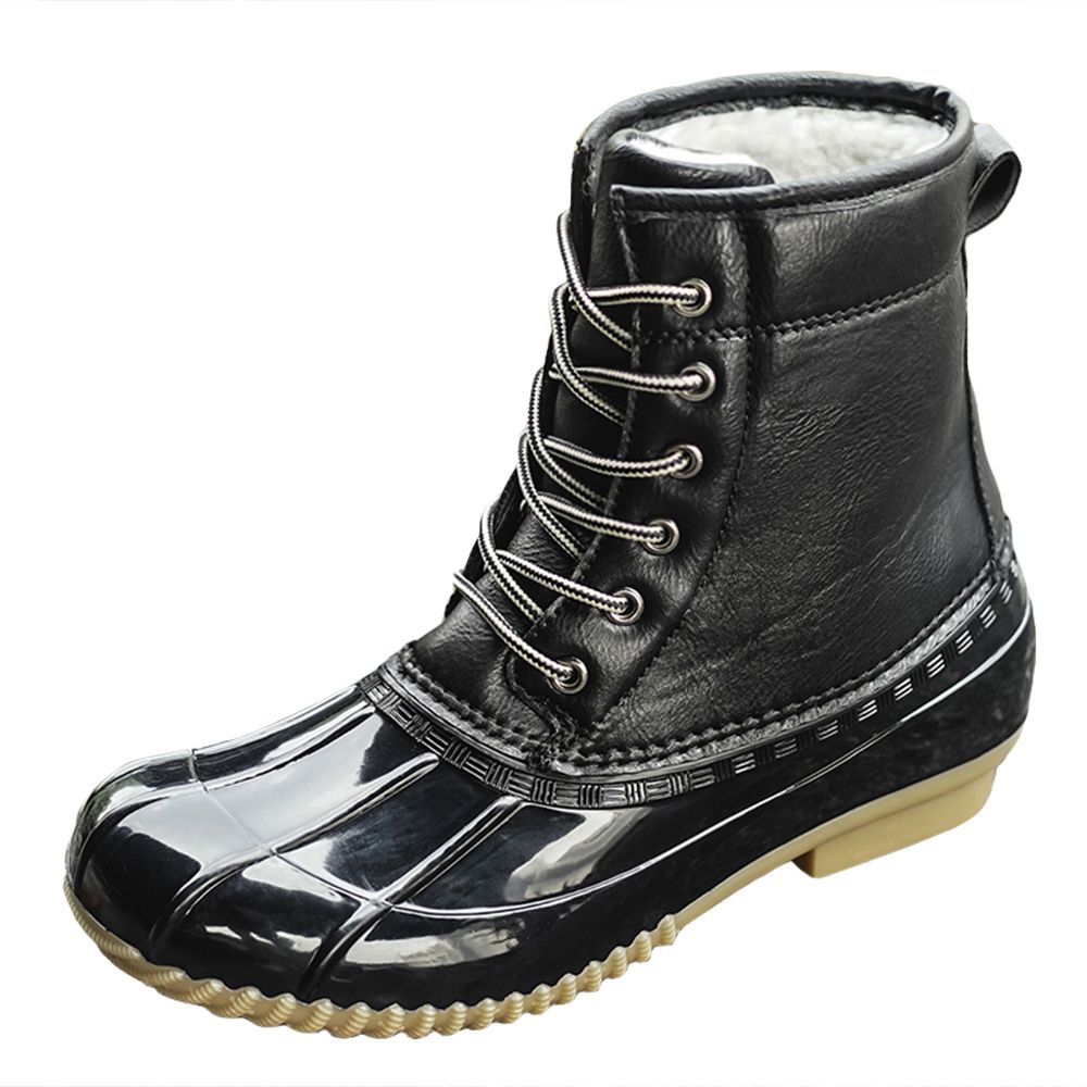 Boots for Women 5 Colors Fashion Simple Splice Round Toe Leather Ankle Boots Casual Street Style Lace-up Flat Shoes Winter Warm Fleece Boots