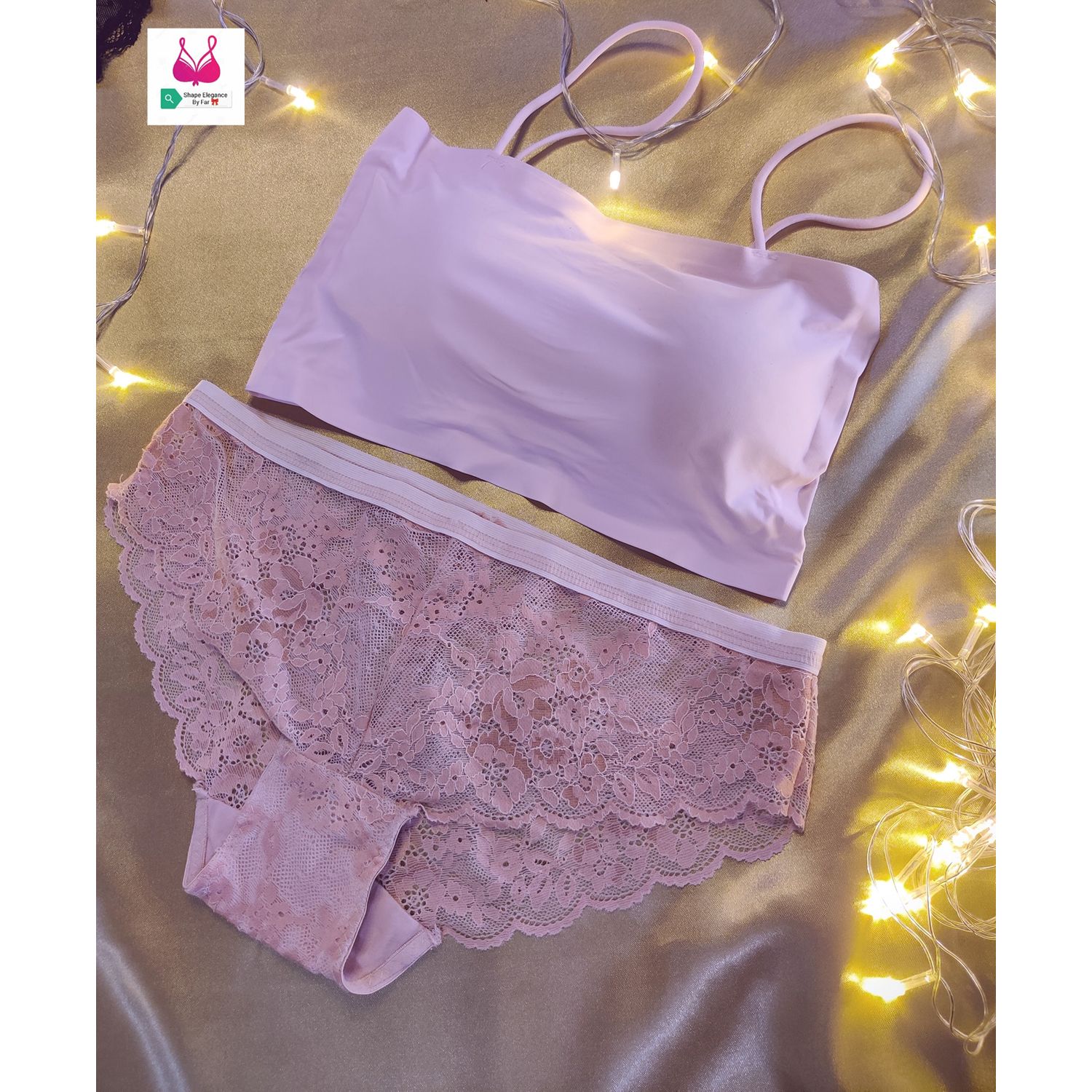 Soft padded bra and soft net lace Panty Set