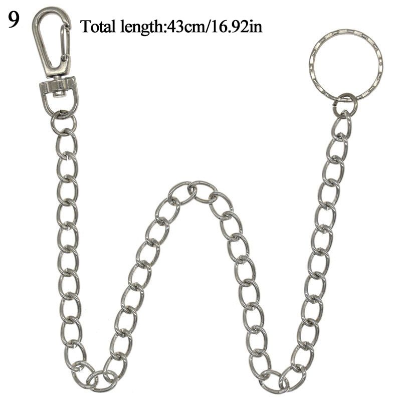 2 Layer Rock Punk Hook hip-hop Pants Chain Waist Belt Acrylic Candy Color Metal Silver Chain for Trouser Accessories