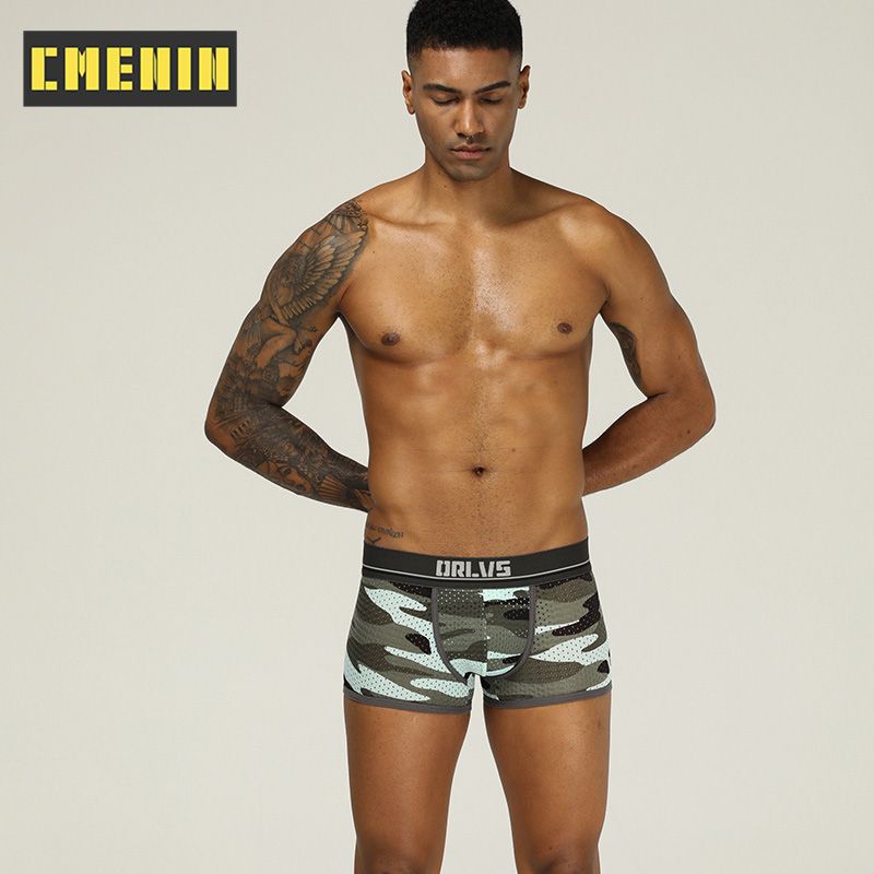CMENIN 1pcs ORLVS (1 Pieces) Ins Style Men Underwear Boxershorts LOGO Print  Mens Underpants Boxers Cotton Pouch Male Trunks OR191