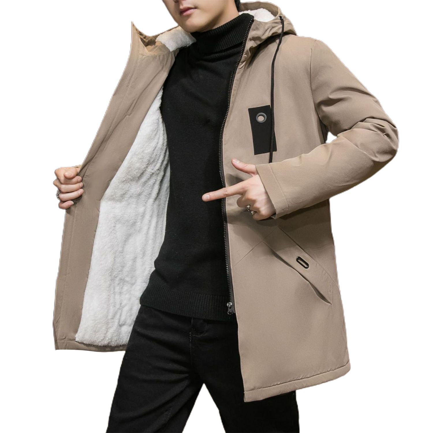 Men Jket Zipper Long Winter Jket