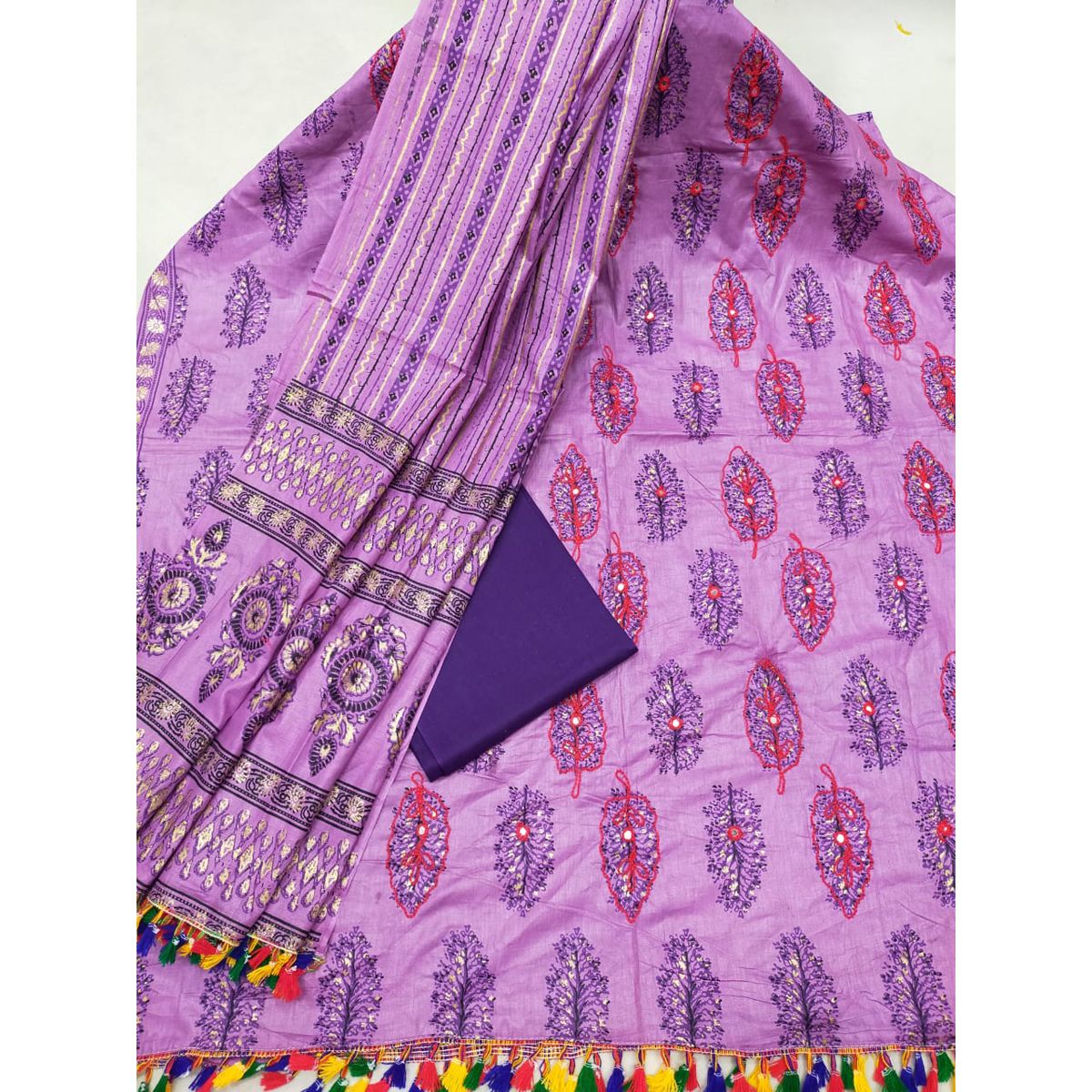 New Joypuri Ari Work Unstitched Fashionable Stylish Gorgeous Three Piece Set For Women Clothing Salwar Kamiz Dresses { 3 Piece } অর্ক কটন আড়ি জয়পুরি থ্রি পিছ