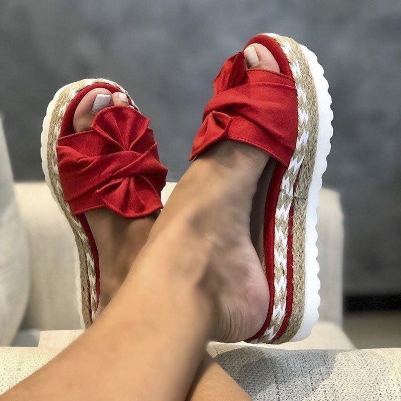 Summer New Women Platform Slippers Bowtie Non-slip Sandals Woman Outdoor Flip Flops Beach Shoes Female Slides