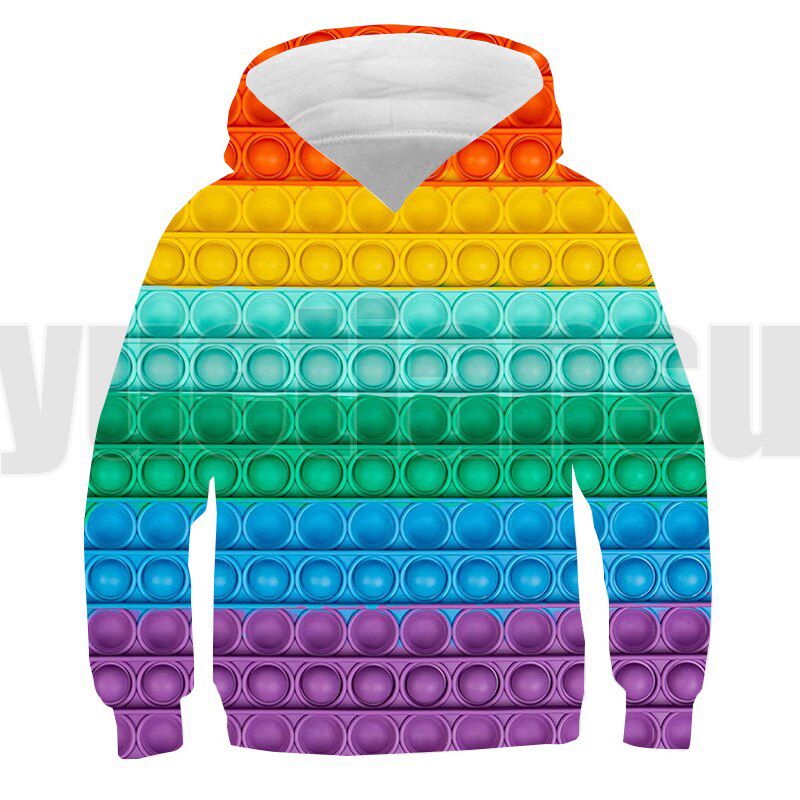 3D Funny Clothes Anime Rainbow Bubble Hoodie Men Oversize Sweatshirt Family Games Pullover Streetwear Pop Fidget Children