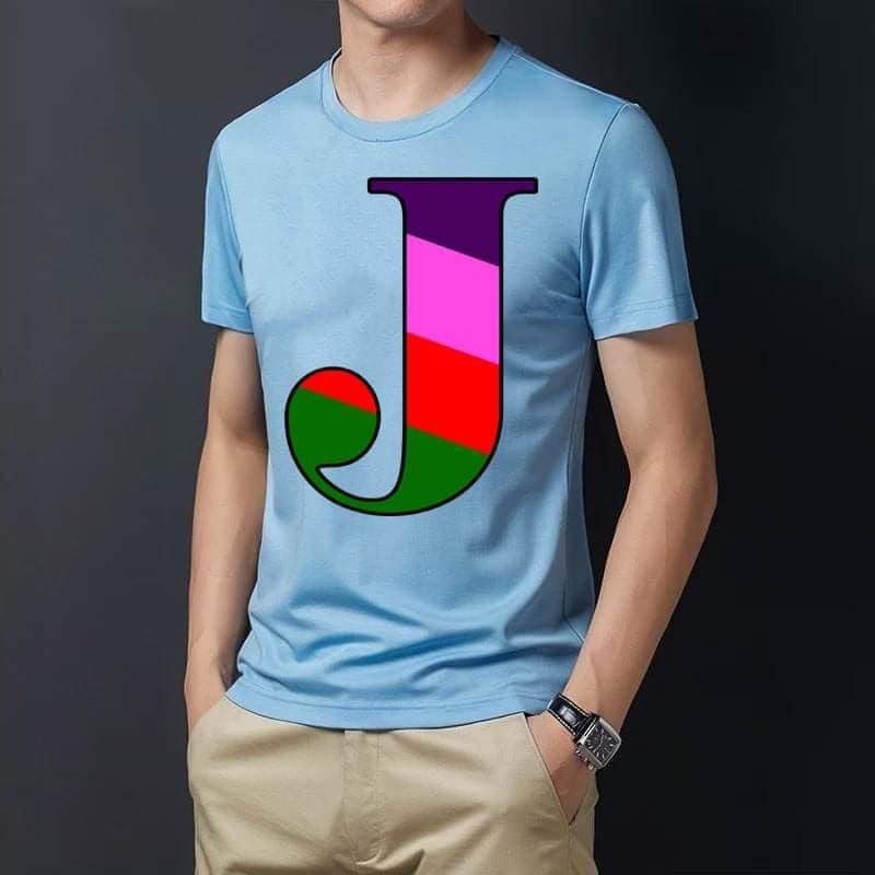 Four Colors Alphabet Letters "J" T-Shirt