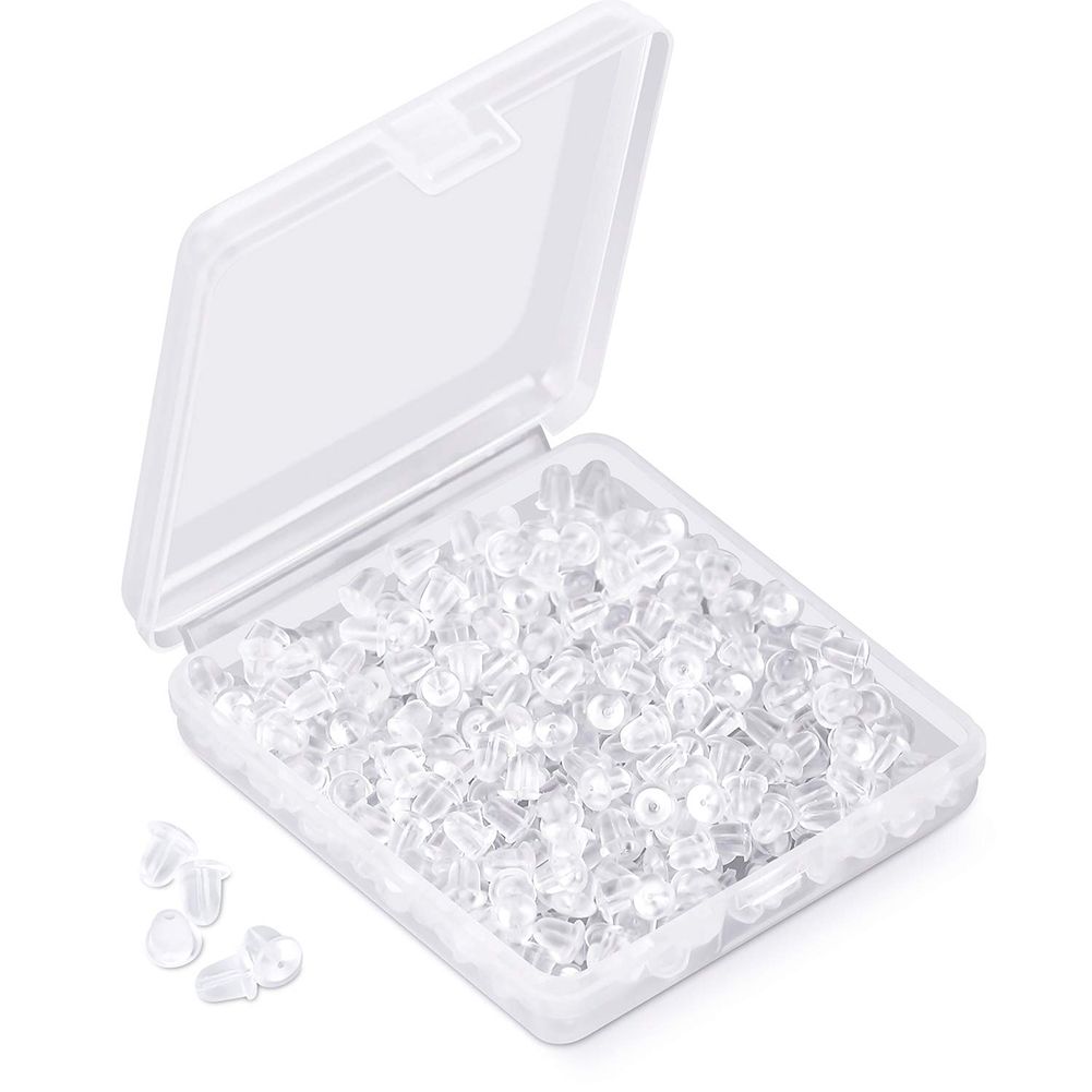 200Pcs Replement DIY Soft Clear Silicone Earring Safety Bks Clutch Stopper