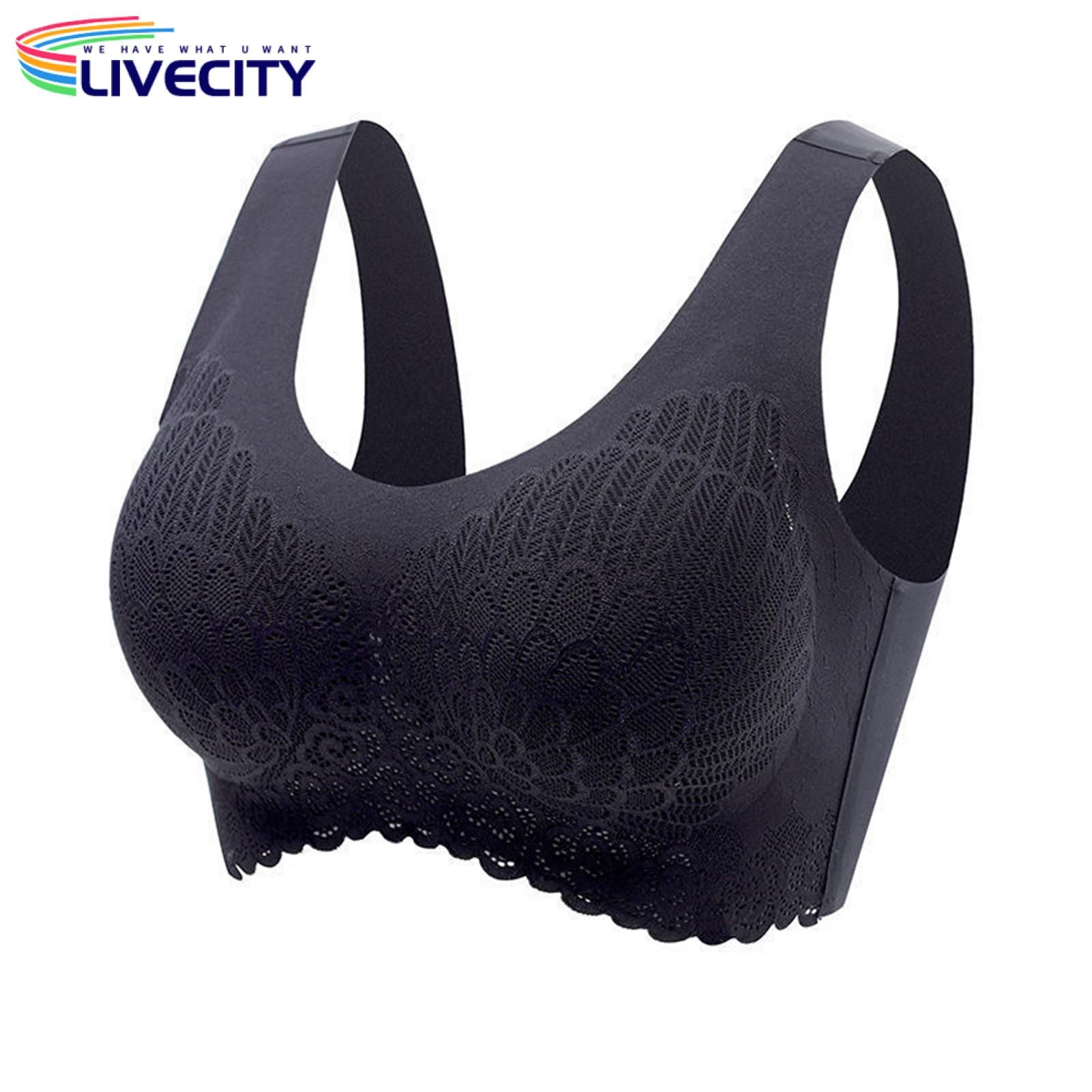 Sport Bra Wide Shoulder Straps Le Flower Pattern Push Up Stretchy Bra