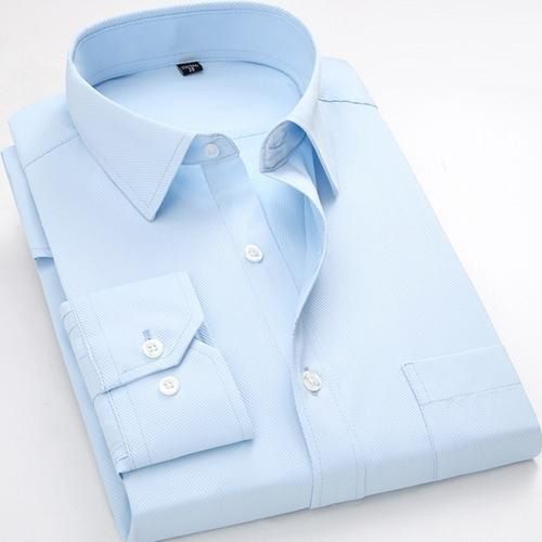 New 2021 Men Dress Shirt Fashion Twill Solid Business Clothing Formal Long Sleeve with Chest Pocket Male Social Casual Shirt