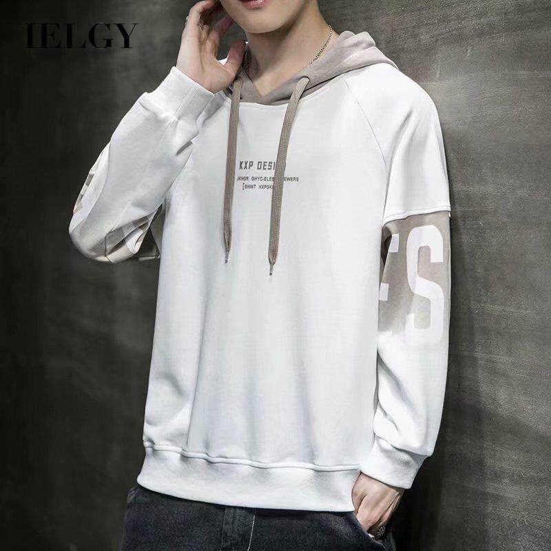 IELGY sweater pullover Korean style long-sleeved hooded loose casual men