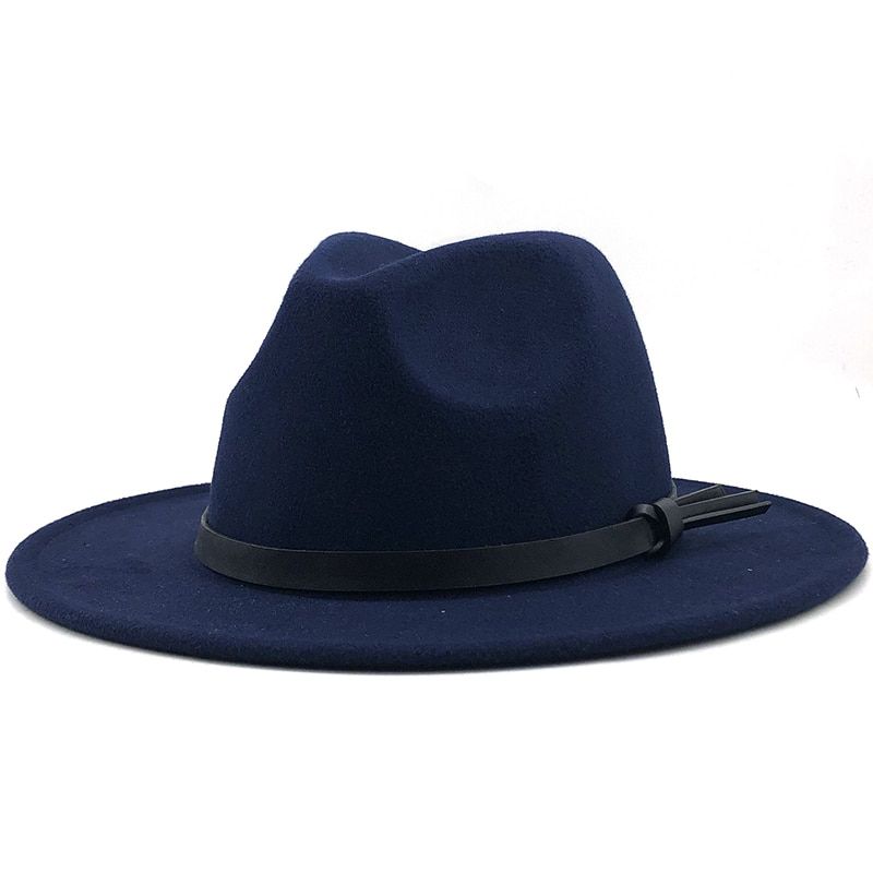 ple Wool Fedora Warm Jazz Hat Chapeau Femme feutre Panaman hat ring Felt Women Fedora Hats with Belt Vintage Trilby Caps