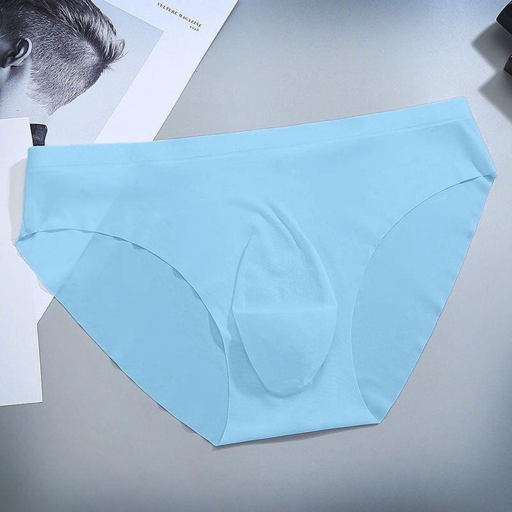 Mens Elastic Seamless Briefs Shorts Ultra-Thin Breathable Briefs Cueca Ice Silk Seamless Low Waist Soft Underpants