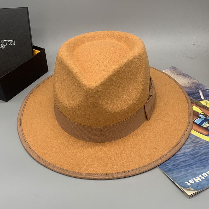 men hats feather men fedoras lady woolen felt church hat uni  bowknot  jazz hat for men and women