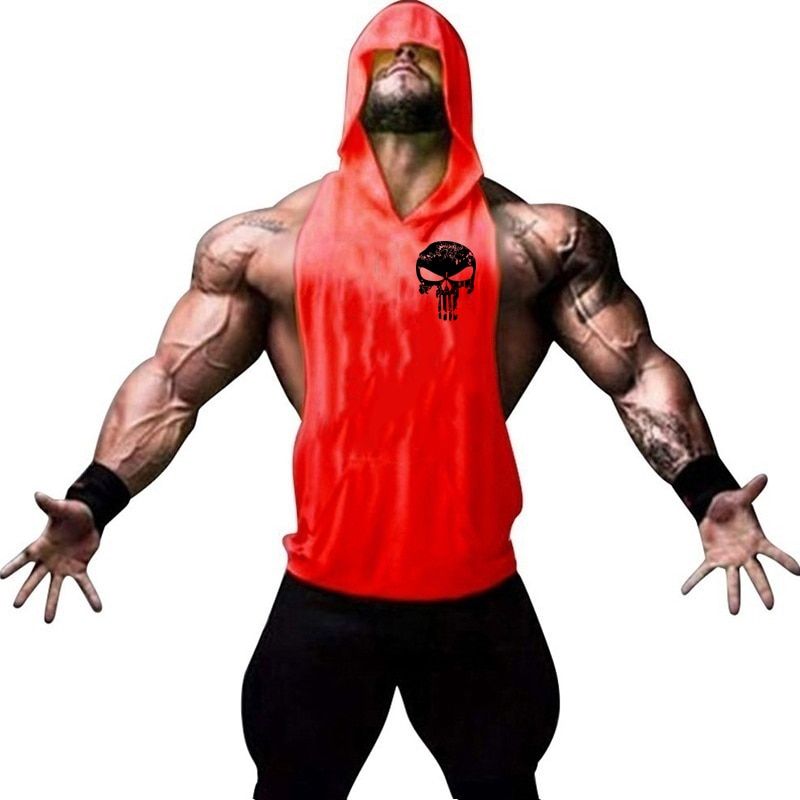 Brand clothing gym hooded vest men's fitness stringer hoodie vest workout single line fitness sleeveless shirt