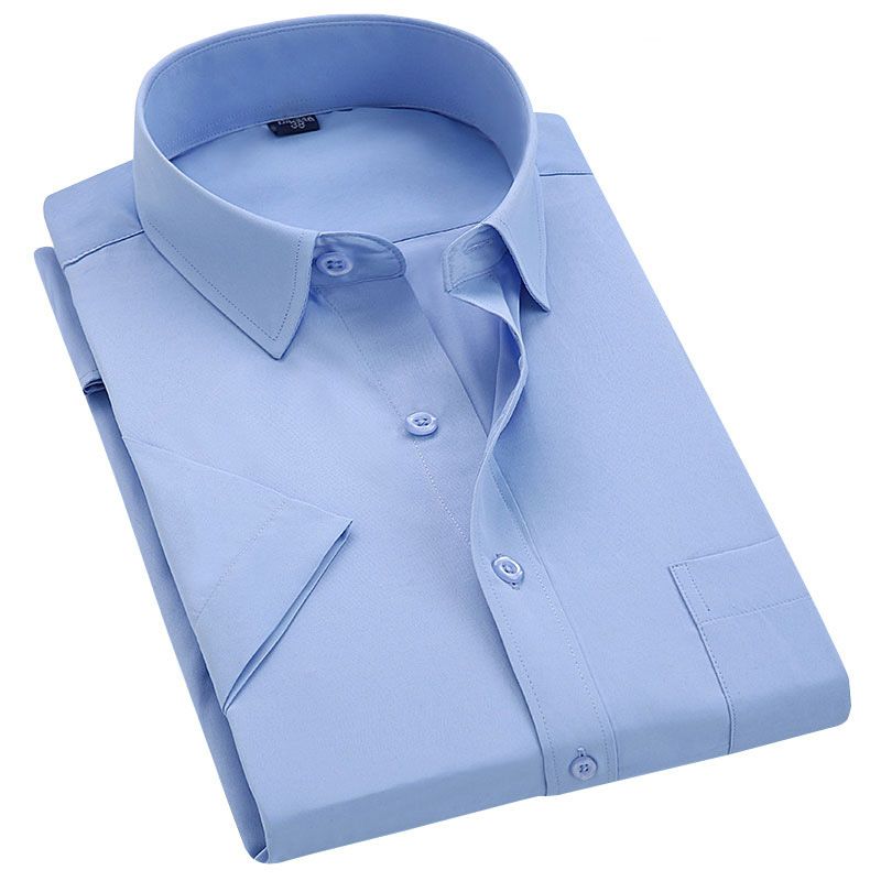 Business New Summer Men's Short Sleeve Formal Dress Shirts Regular Fit Office Clothes Striped/Solid/Plaid Smart Casual Shirt