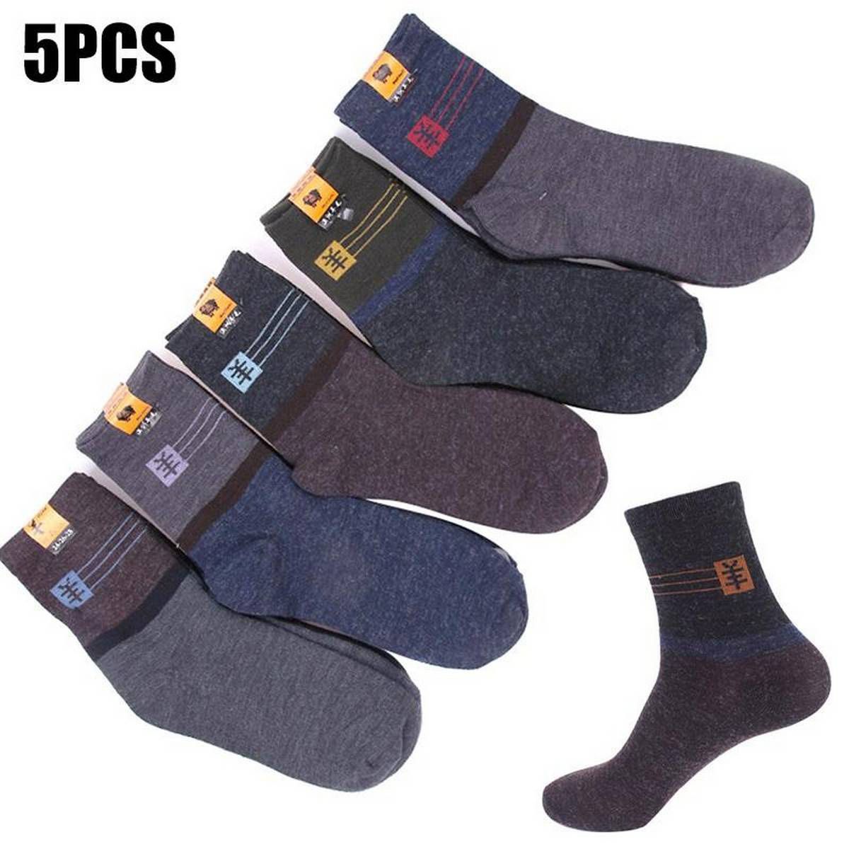 5 pairs / set men's ankle socks imitation wool deodorant sports home men and women casual round toe socks