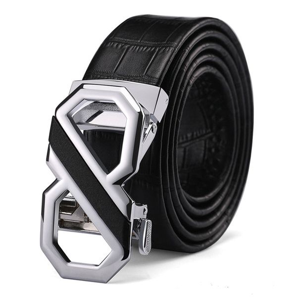 Men Belt Cowhide Leather Alloy Automatic Buckle Belt Business Affairs Simple Fashion Casual Hot Selling Belt