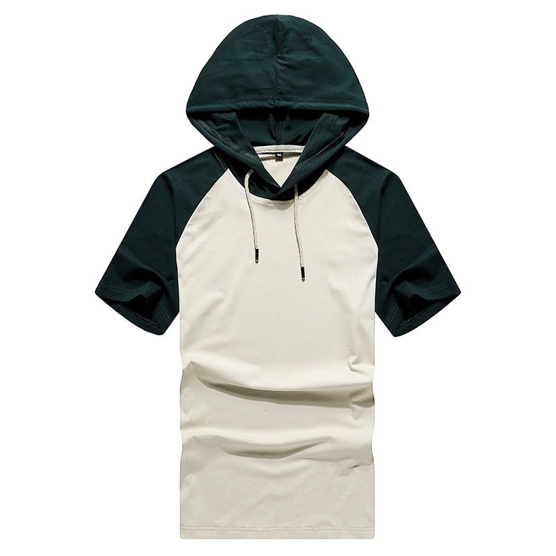 Summer Men tshirt Casual Solid Loose Hooded Tops Tees Shirts Male New Sportswear Hoodie Short Sleeve Mens T-shirt Clothing