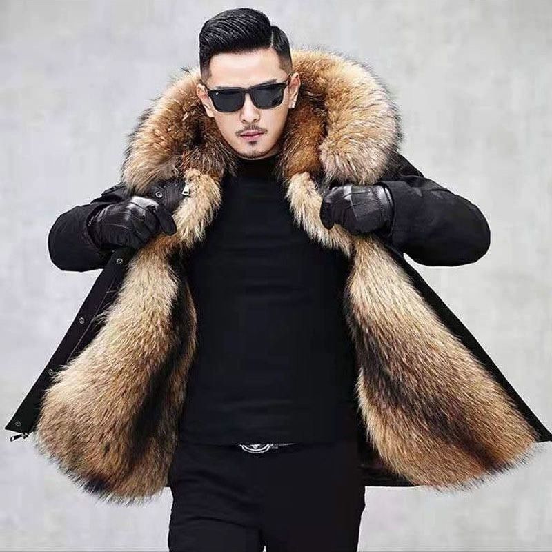 Winter Jacket Men Clothing Fashion Faux Lined Hooded Mens Parka Jacket Mens Solid Thick Jackets Coats Male Parkas Y121