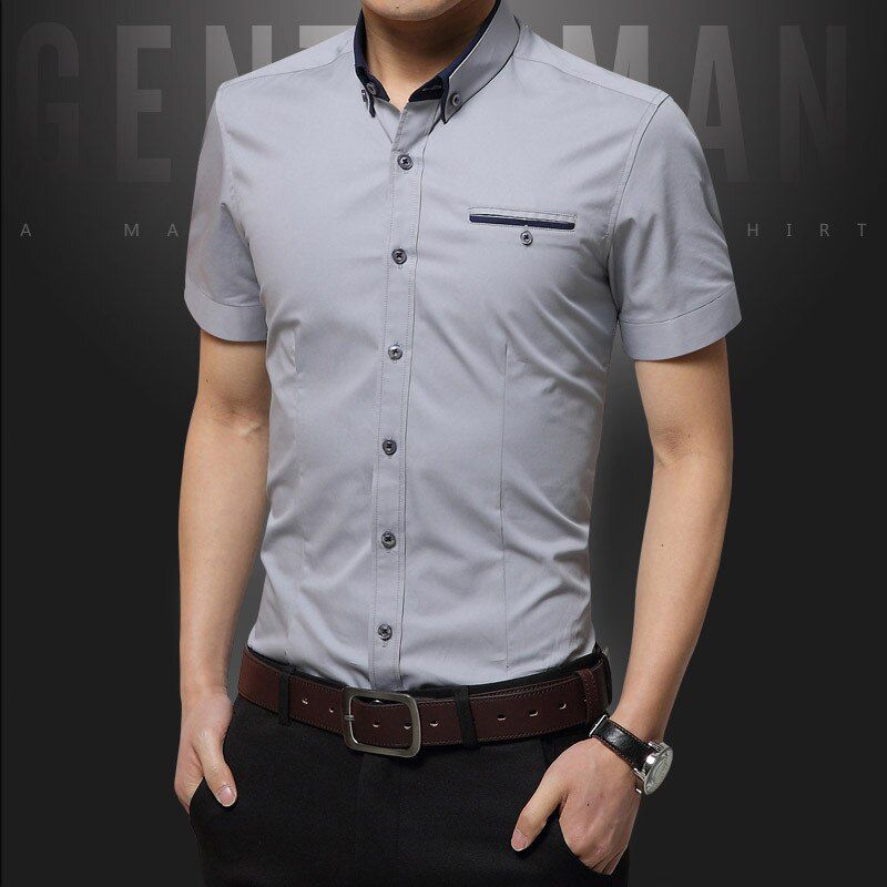 2019 New Summer Casual Shirt Men Good Quality Mens Dress Shirts Solid Slim Fit Short Sleeve Men's Clothing Asian Size 5XL